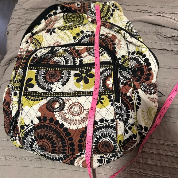 Vera Bradley Black and Green Patterned Backpack, very slight wear, overall GUC - Picture 10 of 11